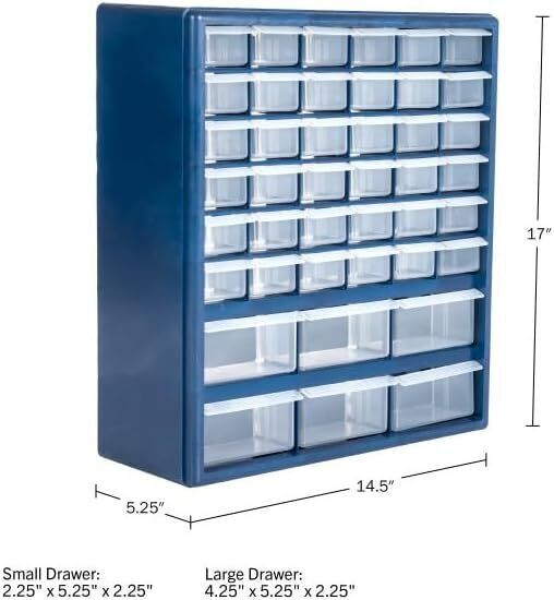 NEW Plastic Storage Drawers 42 Compartment Hardware & Craft Cabinet Organizer US