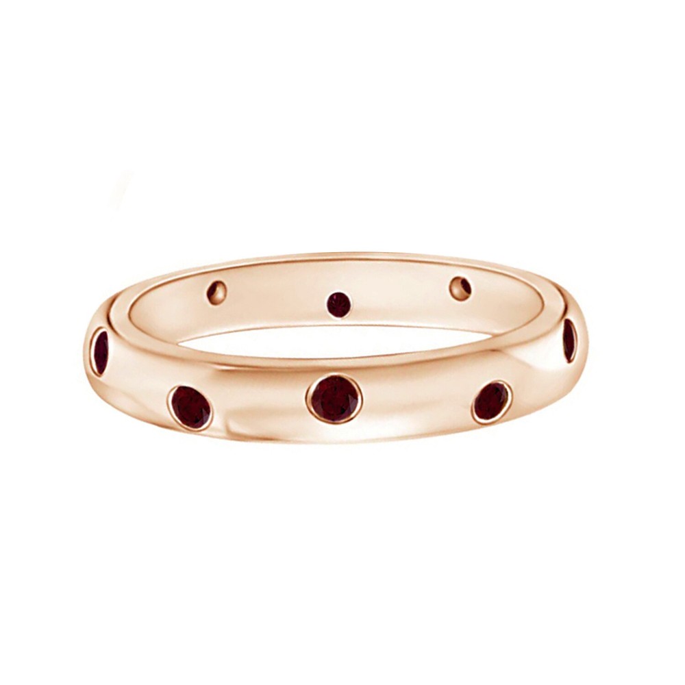 Gypsy Style Round Garnet Wedding Band for Women in 14k Rose Gold-image