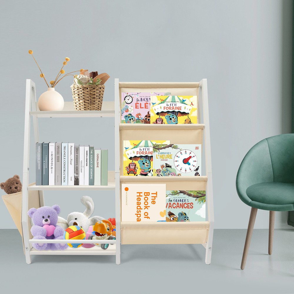 3-Tier Kids Bookshelf and Toy Organizer with Storage Space