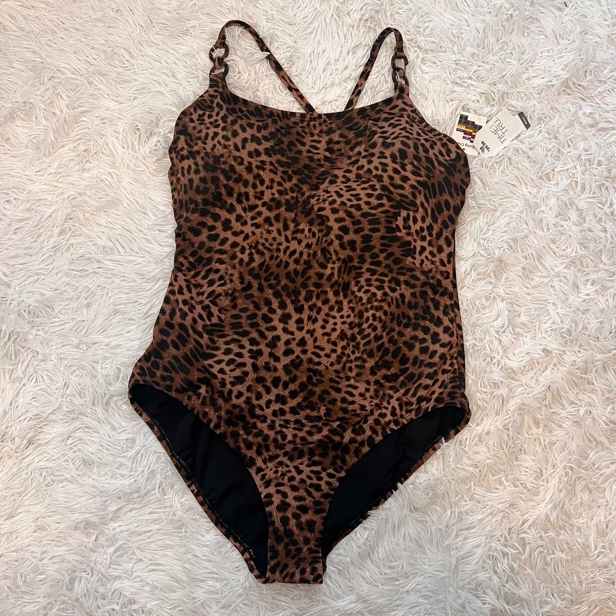NWT Time & Tru Women's XL (16-18) Leopard One Piece Swim Suit
