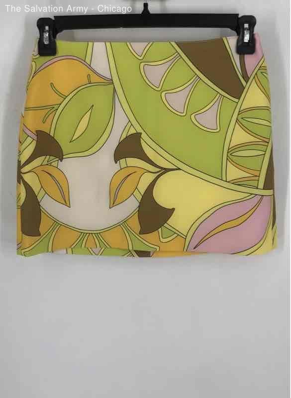 Zara Womens Multicolor Floral Back Zip Regular Fit Mini Skirt Size Small