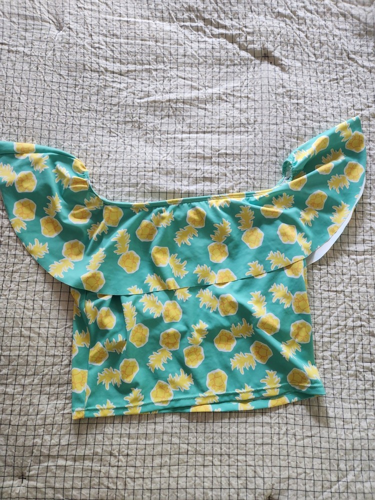 Kortni Jeane Pineapple Off The Shoulder Tankini Top Size Medium