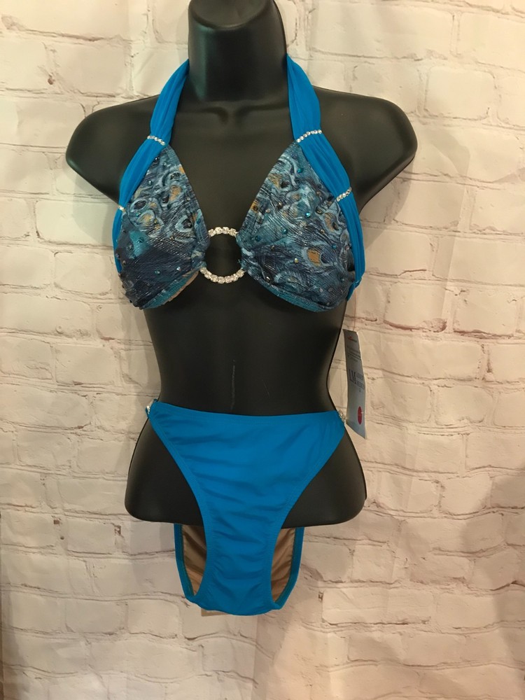 New Sharene Sportswear Bikini Top Swim Suit Teal Blue
