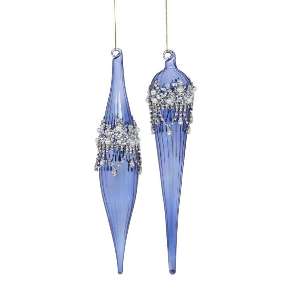 Vintage Jewel Ornament 10 Inches Set of 2