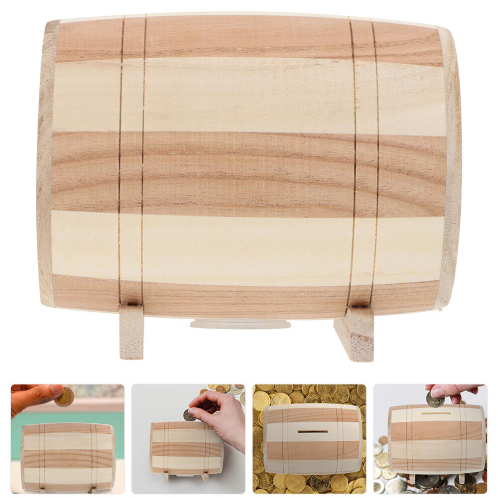 Large Piggy Bank Coin Counter Machine Wooden Simple Shape Kid's Child