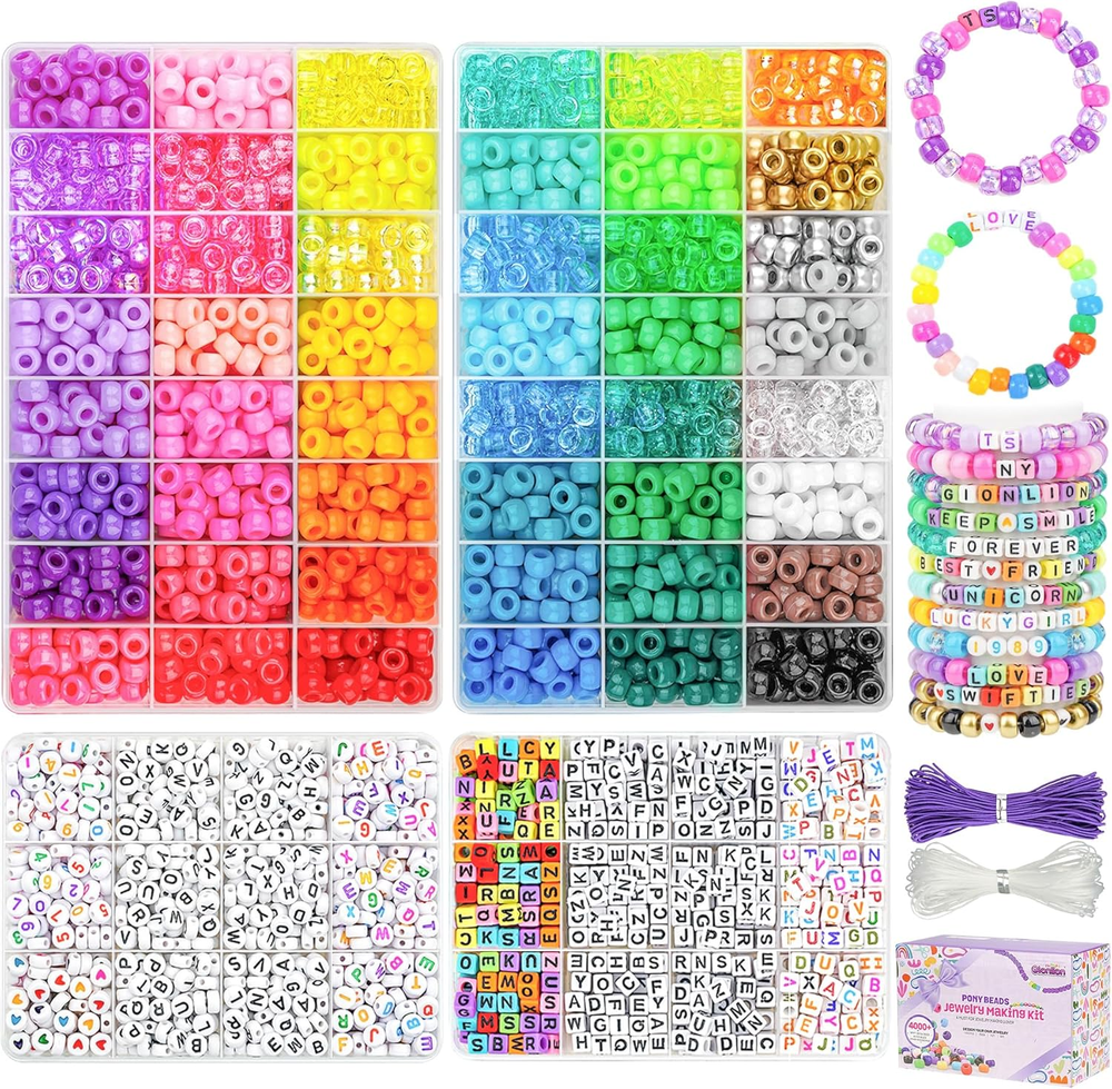 4200Pcs 48-Color Pony Beads Kit for DIY Bracelets and Kandi Crafts