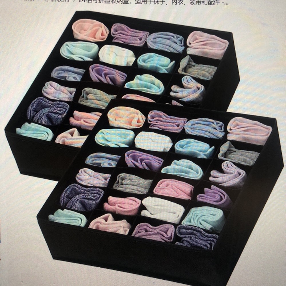 2Pc Sock Drawer Organizer Divider Underwear 30 Cell Collapsible Closet US Ship