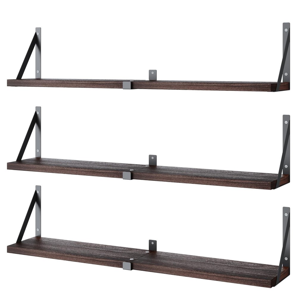 33in Floating Bookshelf Wall Mount - Stylish Living Room Shelves  