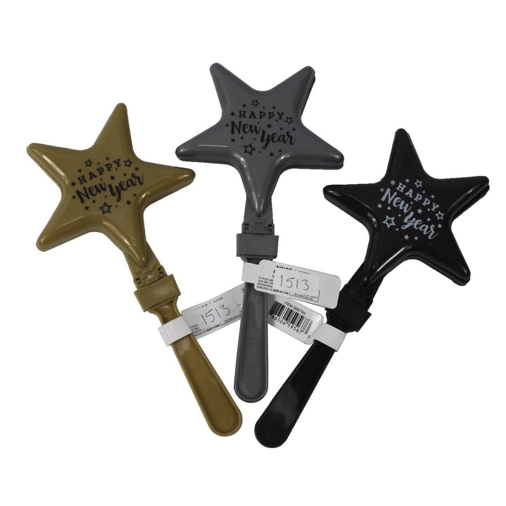 1513 - Set of Three Happy New Year Star Clappers |Pod 1-69|