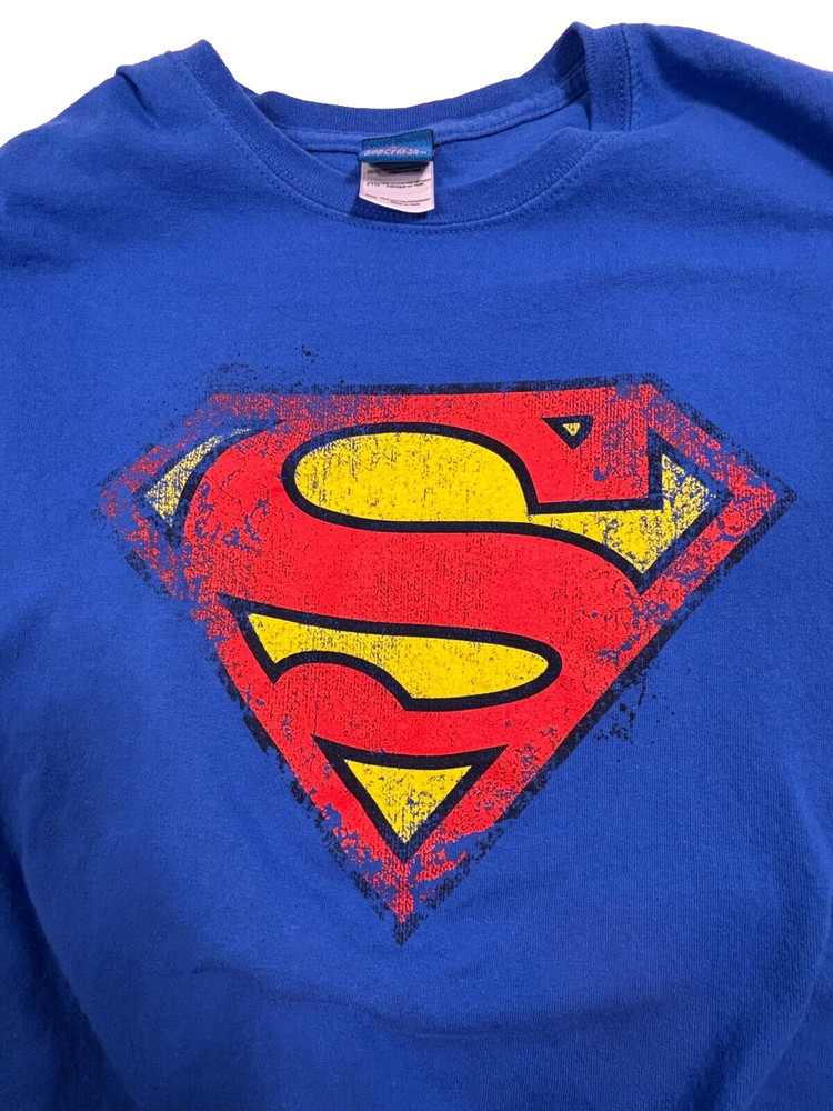 Superman T Shirt Men's 2XL Blue Short Sleeve Graphic Logo DC Universe