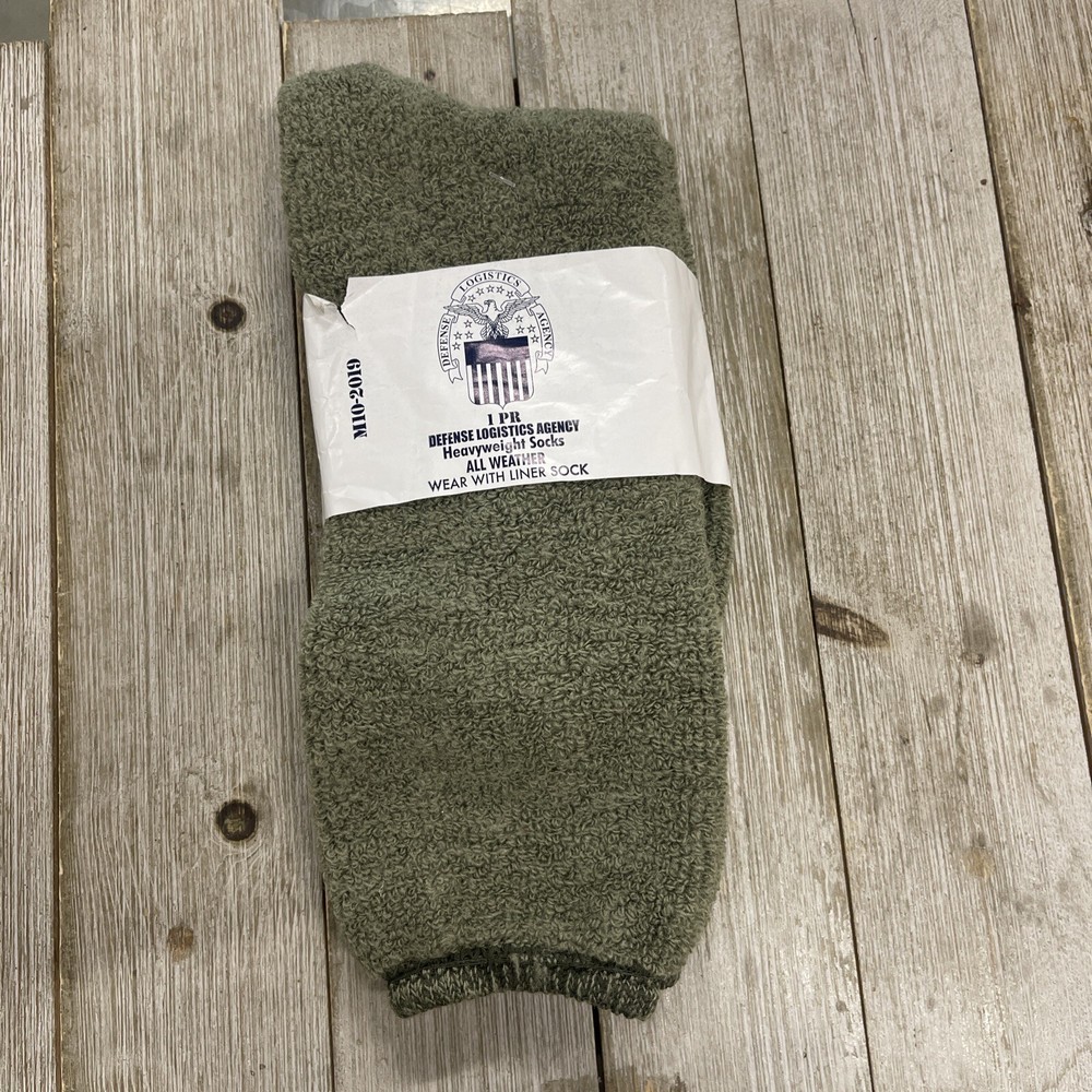 Defense Logistics Agency 1 Pair Olive Drab Green Heavyweight Outer Socks Size 9-image