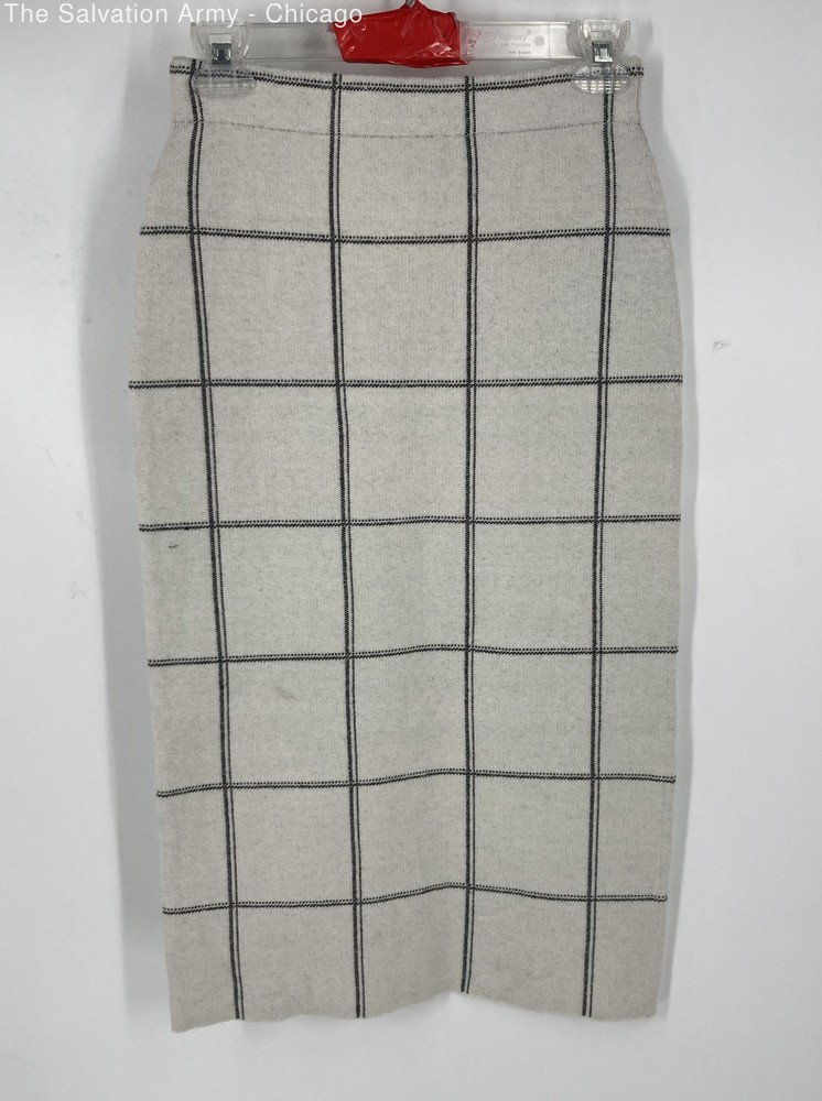 Tahari Womens Black White Check Pull On Straight & Pencil Skirt Size XS