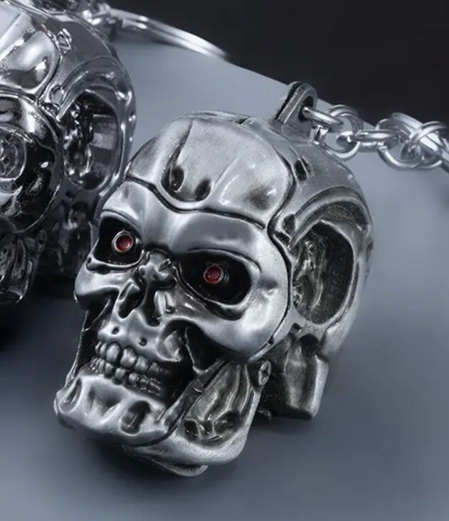 Metal Robot Skull Head Keyring Premium Quality Heavy Skull Keychain Gift UK