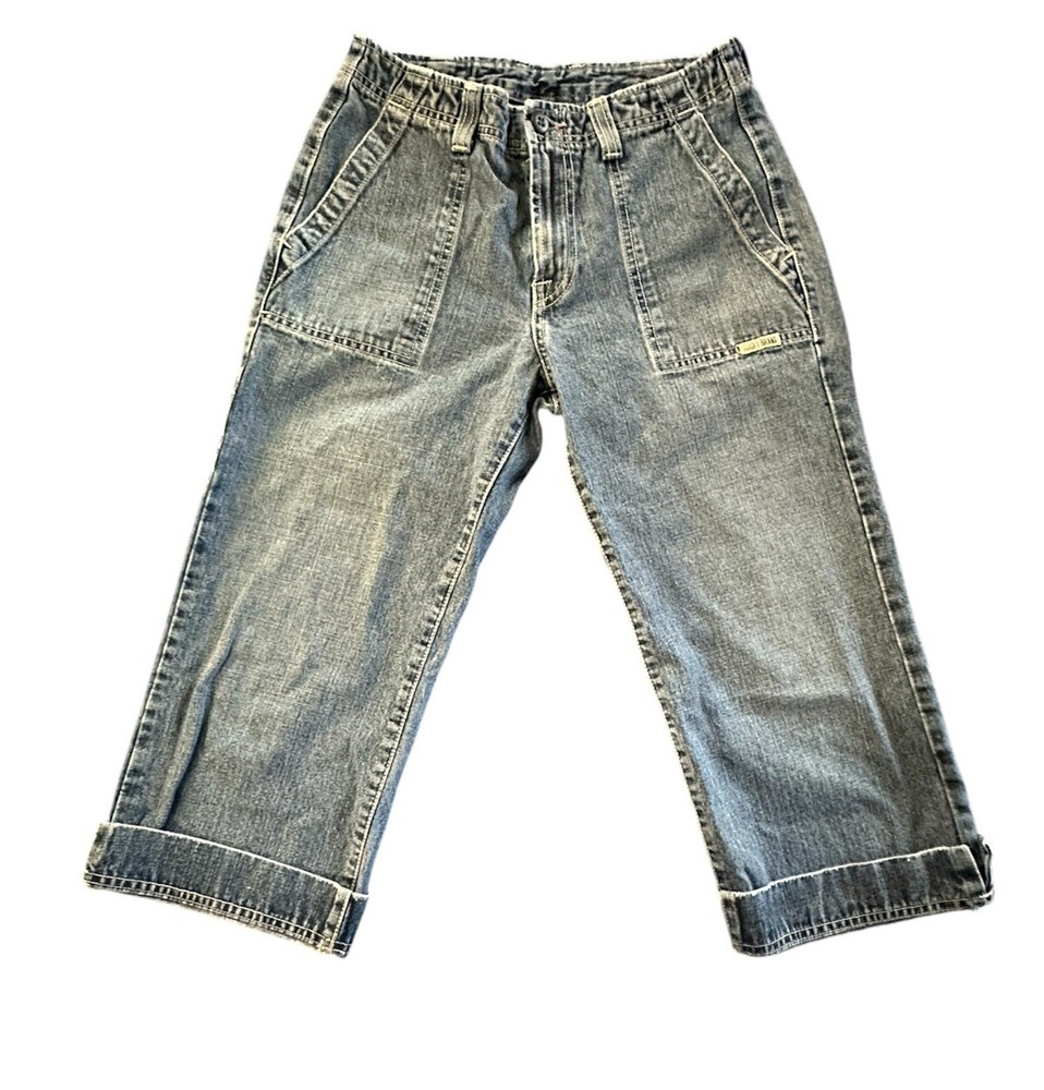 Lucky Brand USA Made Army Capri Dungarees in Denim Blue size 4/27-image