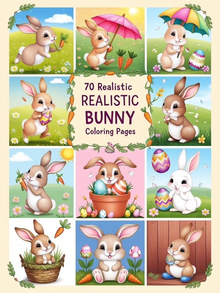 70 Realistic Bunny Coloring Pages: Cute Rabbit Coloring Sheets and Easter Bunny