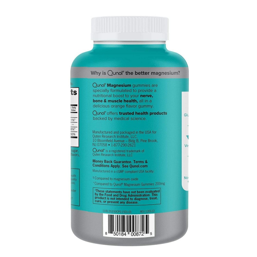 Qunol Extra Strength Magnesium Citrate High Absorption 250mg Gummies 150ct