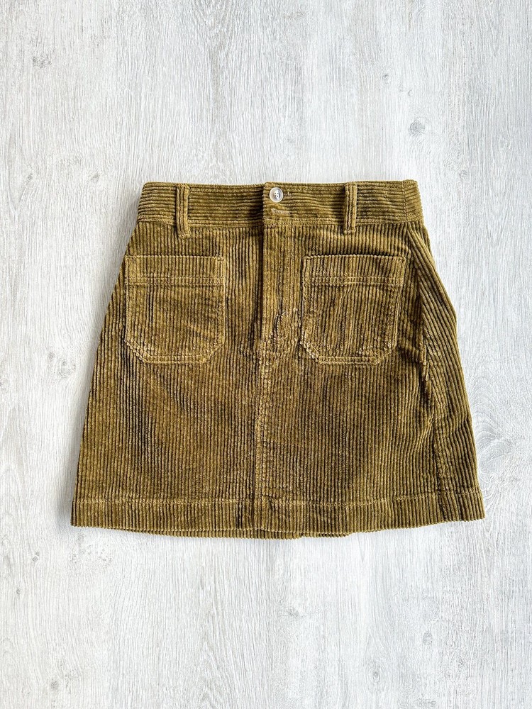 Madewell Corduroy Brown Autumnal Pocket Front A-Line Mini Skirt BNWT SIZE 00