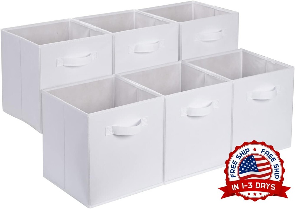 Organizador De Cubos De Almacenamiento De Tela Plegable Con Asas Paquete De 6 US