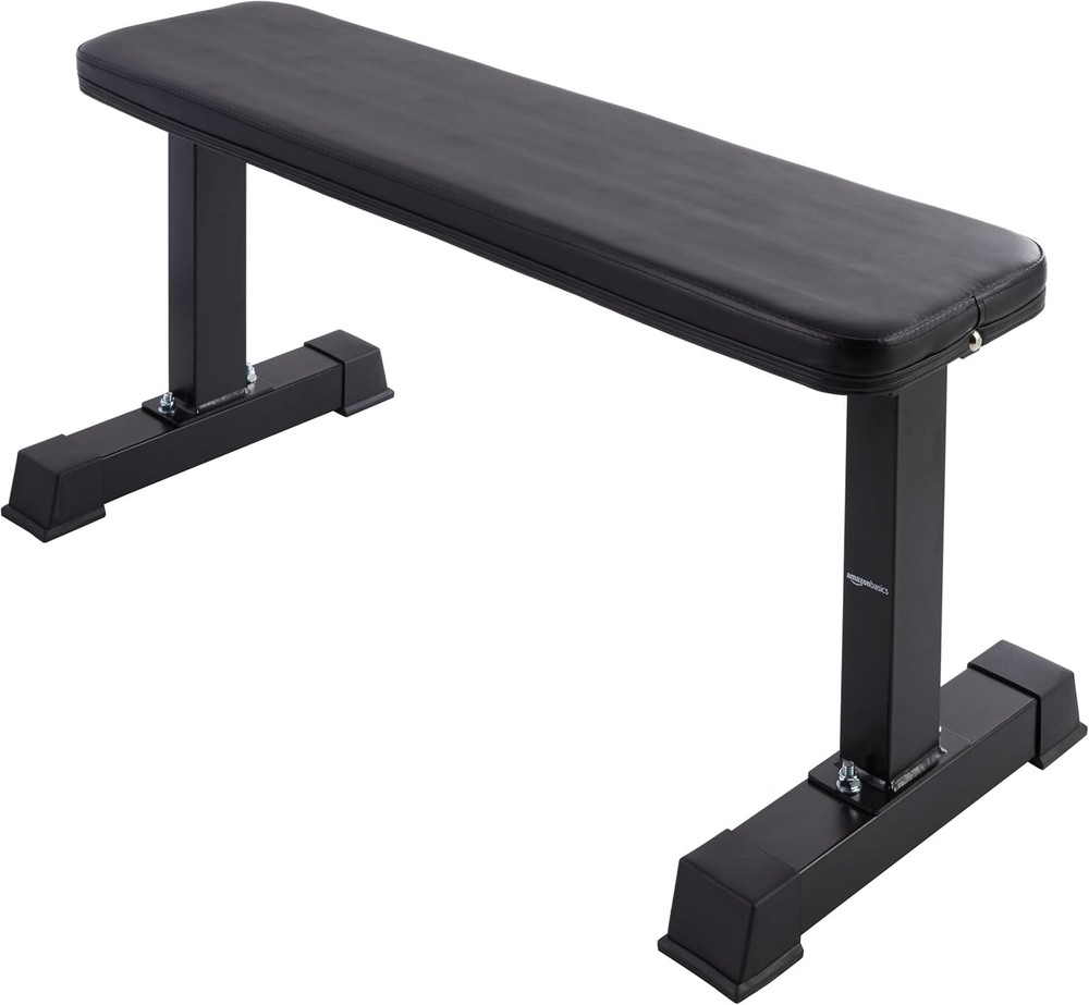 AmazonBasics Black Flat Weight Bench for Home Gym Workouts  -image