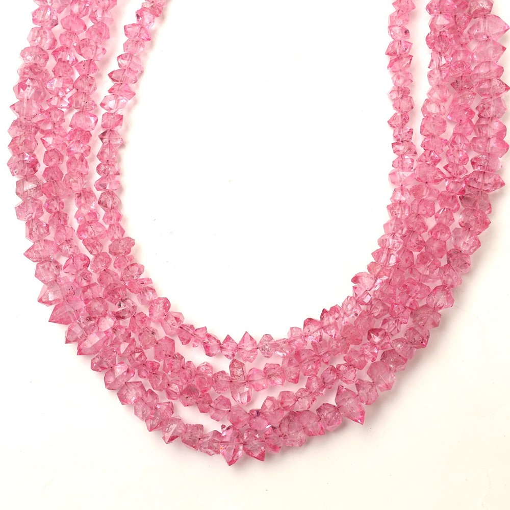 Natural Herkimer Diamond Beads 8 Inch Strand 6-8 MM Rough Beads Pink Coated
