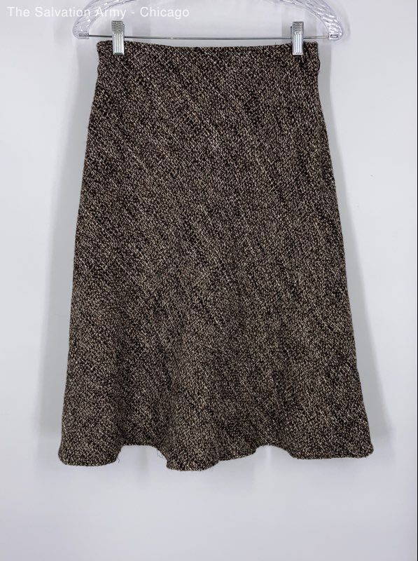 Elie Tahari Womens Brown Wool Blend Back-Zip Flat Front A-Line Skirt Size 6
