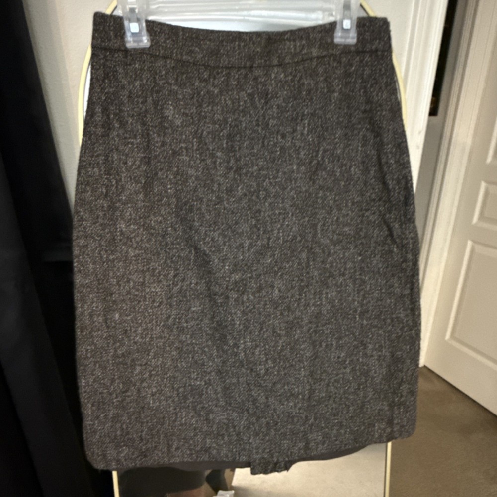 Ann Taylor Tweed Herringbone Lined Pencil Skirt Brown Gray Women’s Size 6